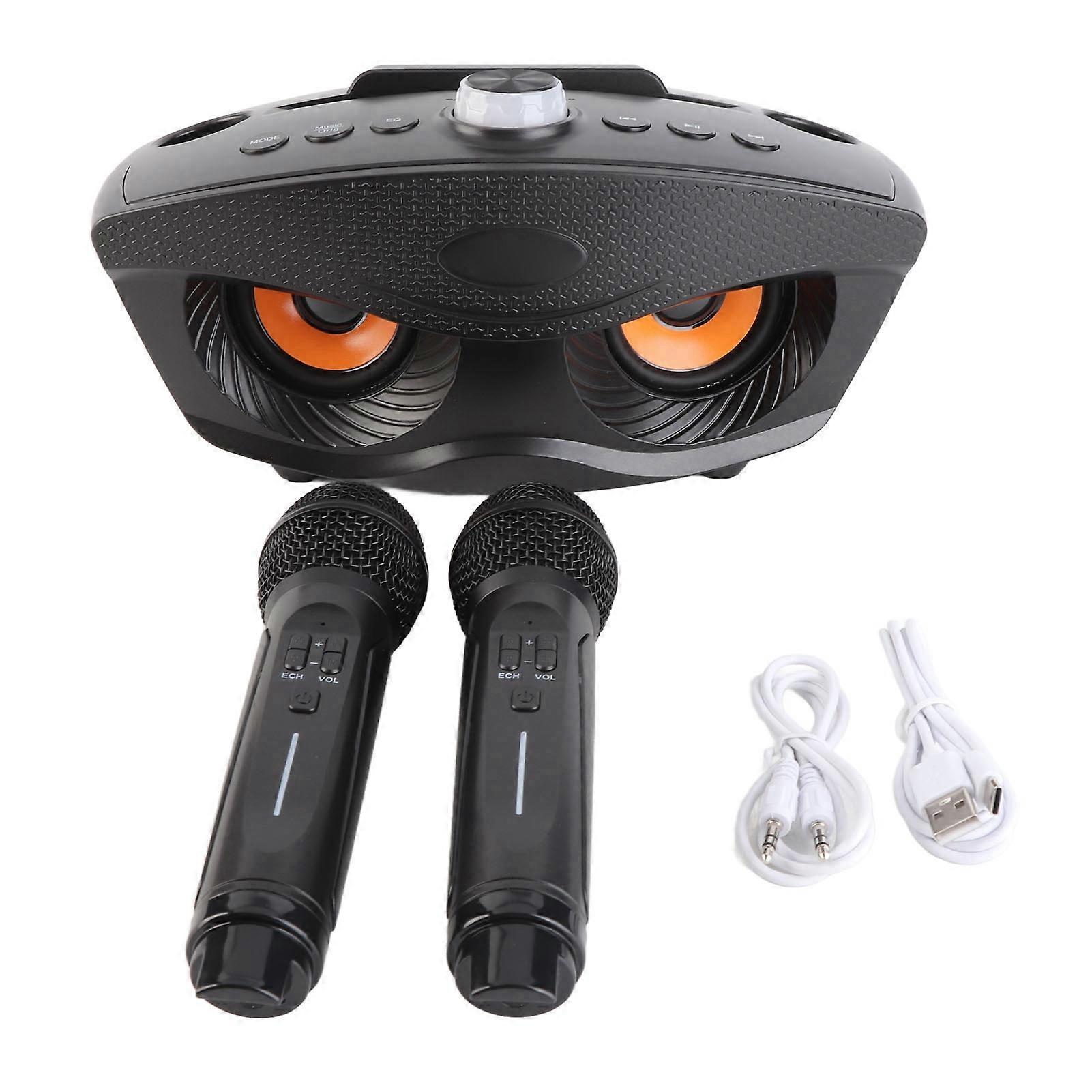 Bluetooth Karaoke Speaker, Karaoke, with Two Microphones (Black)