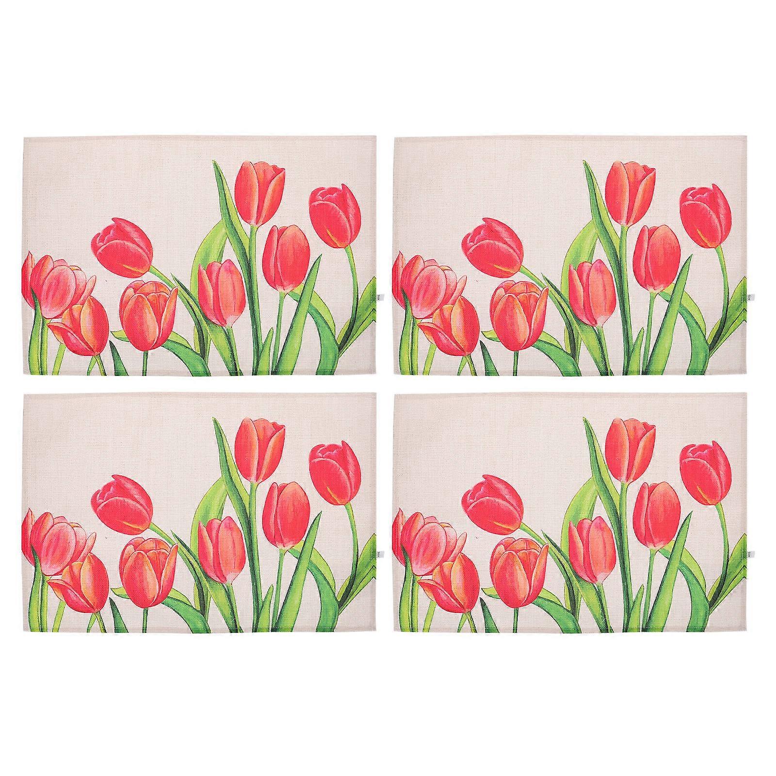 Decorative Flower Printing Placemats For Dining Tables Cotton Synthetic Material