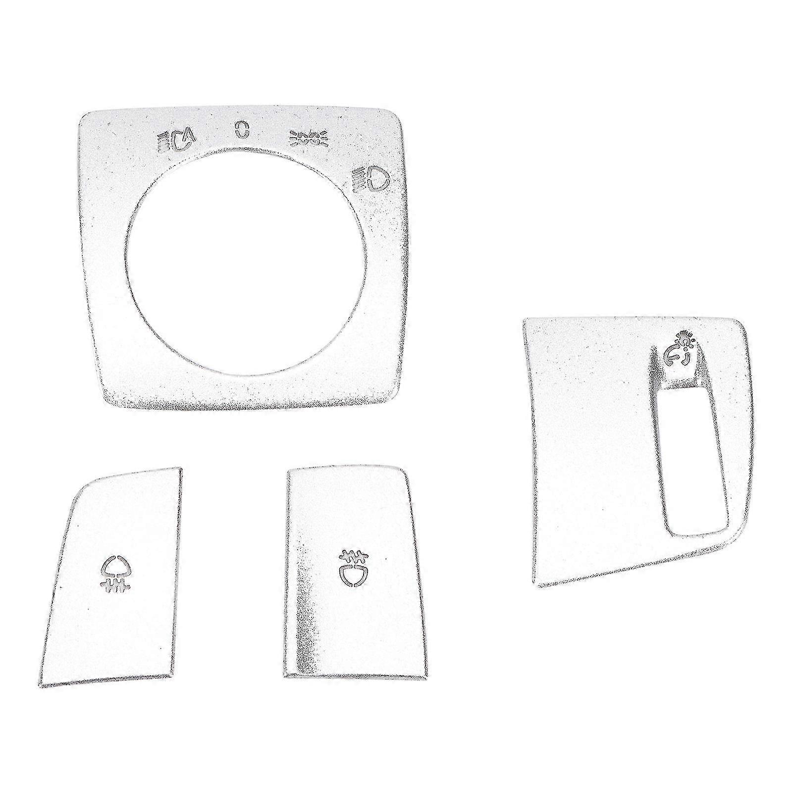 4pcs Silver Headlight Switch Button Trims Decoration Sticker Replacement Compatible with Certain Car Models
