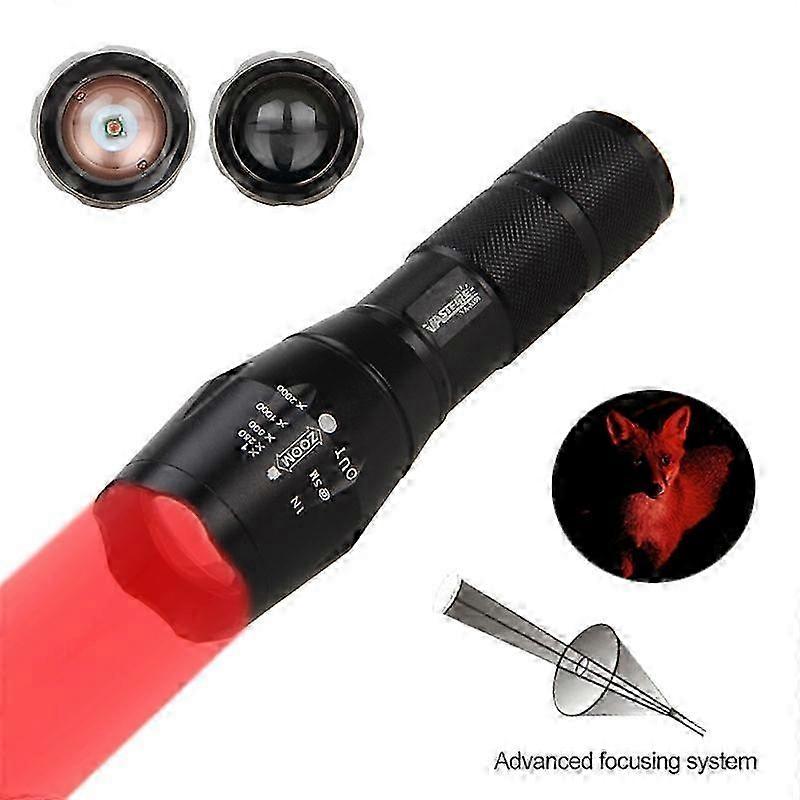 Zoomable Red/Green Tactical Lamp Flashlight with 18650 LED Focus