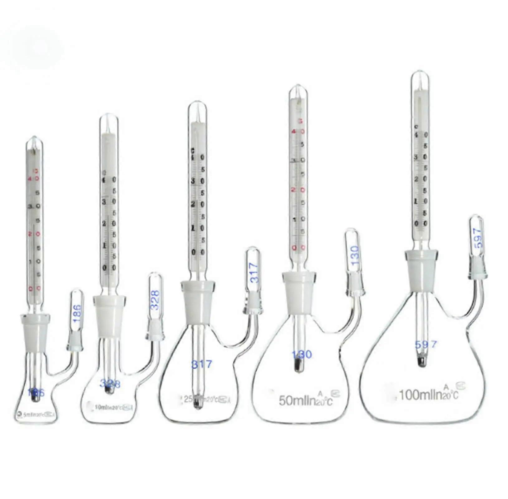 Thermometer Pyknometer Glass Bottle 25ml Capacity Class A Specific Gravity for Science Lab Use