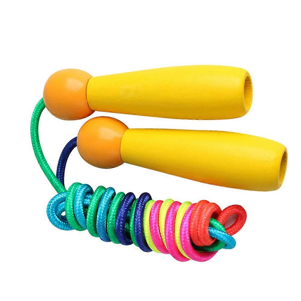 Jump Rope For Fitness Adjustable Length Cotton Rope With Wood Handle For Toddlers Indoor Exercise 1Pack