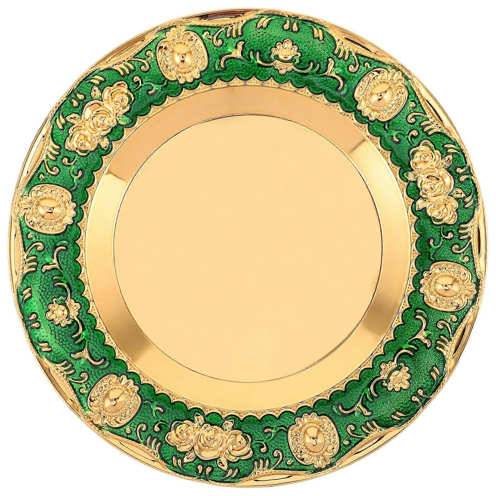 Round Serving Tray European Style Small Serving Tray Jewelry Storage Coffee Table Setting Iron 20.00X20.00X1.50CM 1Pack