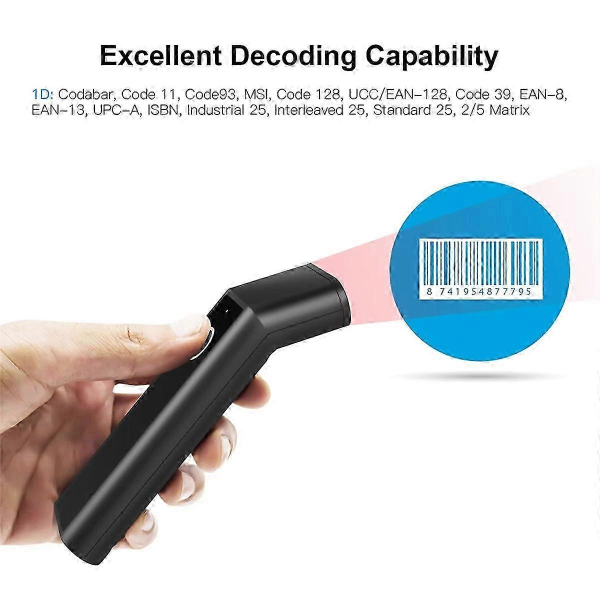 3 in 1 Handheld Barcode Scanner 1D Wireless and Wired Connection with Charging Scanner