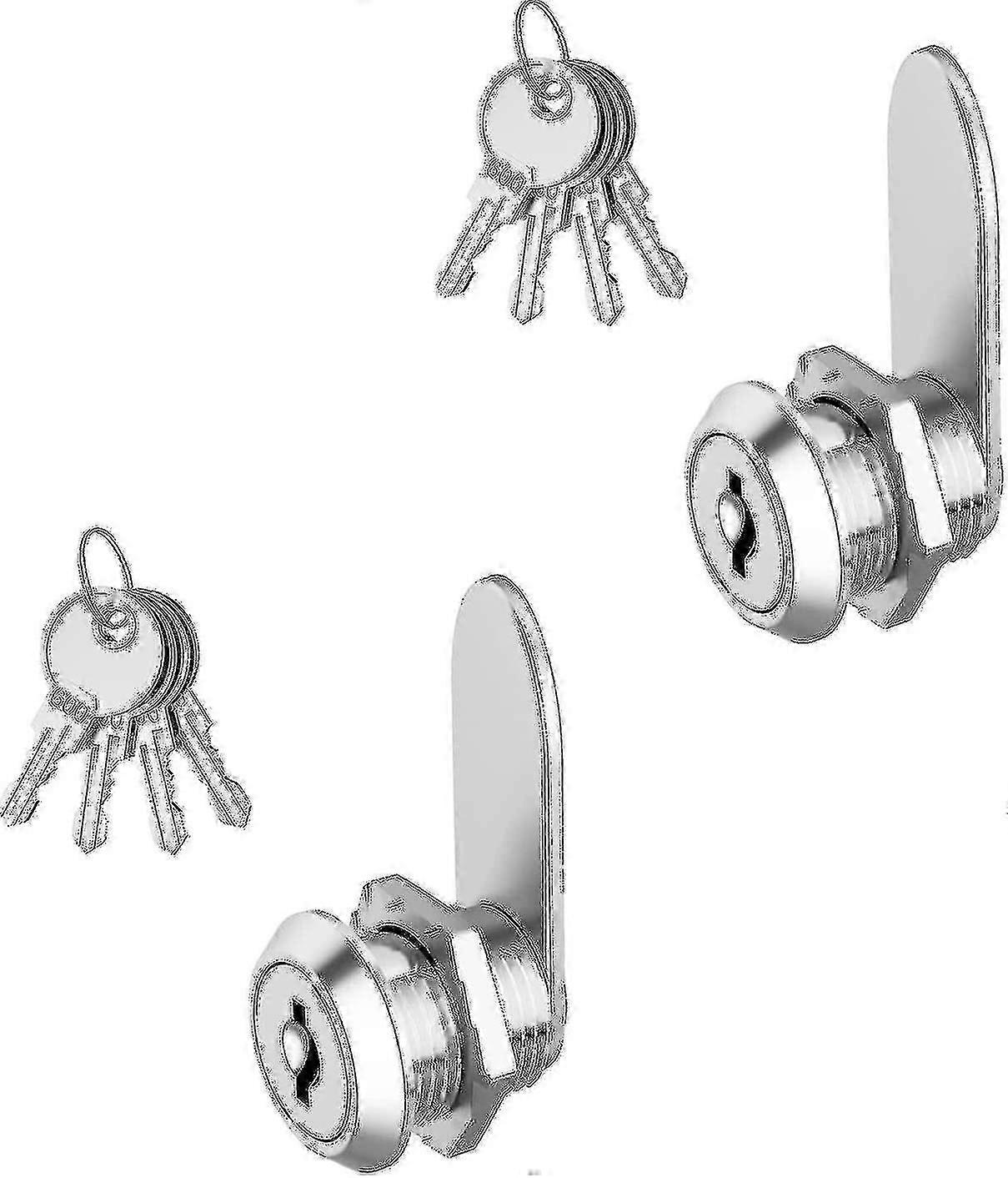 Pack Of 2 Letterbox Locks, 16 Mm, 4 Keys, Diameter 18 Mm, Cabinet Lock, Furniture Lock, Drawer Lock, Lever Lock, Secure