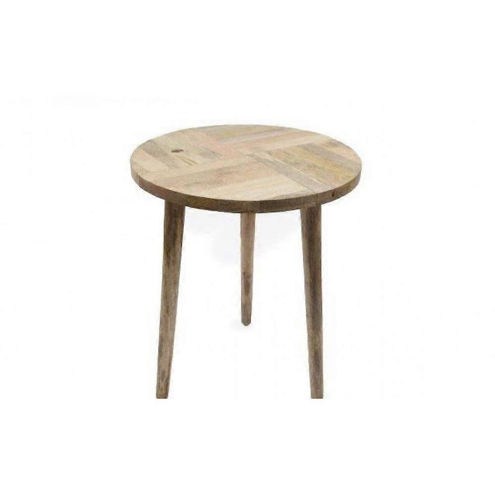 Marquetry Round Table, 40x48cm, Ideal for Dining and Working