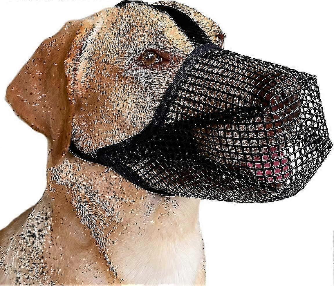 Dog muzzle with adjustable strap, soft mesh cover muzzle, suitable for small, medium, large dogs XL black