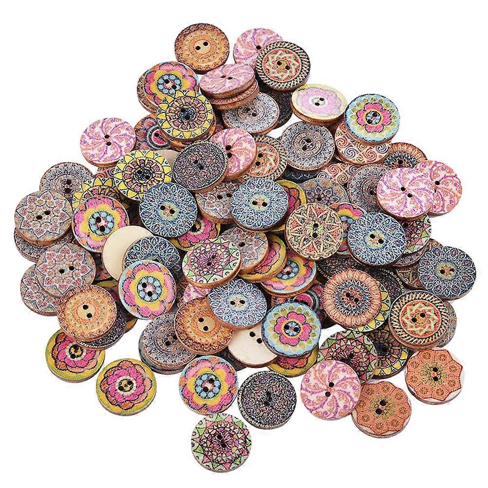 Cloth Decoration Buttons Wooden Round Sewing Buttons for Diy Projects Sewing Projects Assorted Color 2x2CM 100Pcs