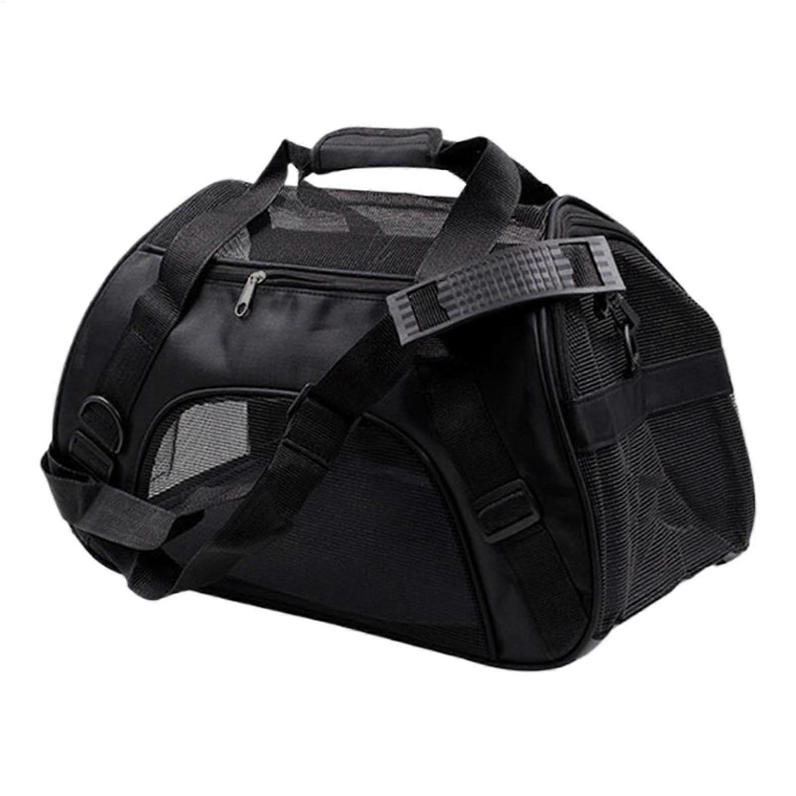 Pet carrier for cats, dog carrier bag, foldable, breathable with adjustable strap, black, size L 15x15x8cm