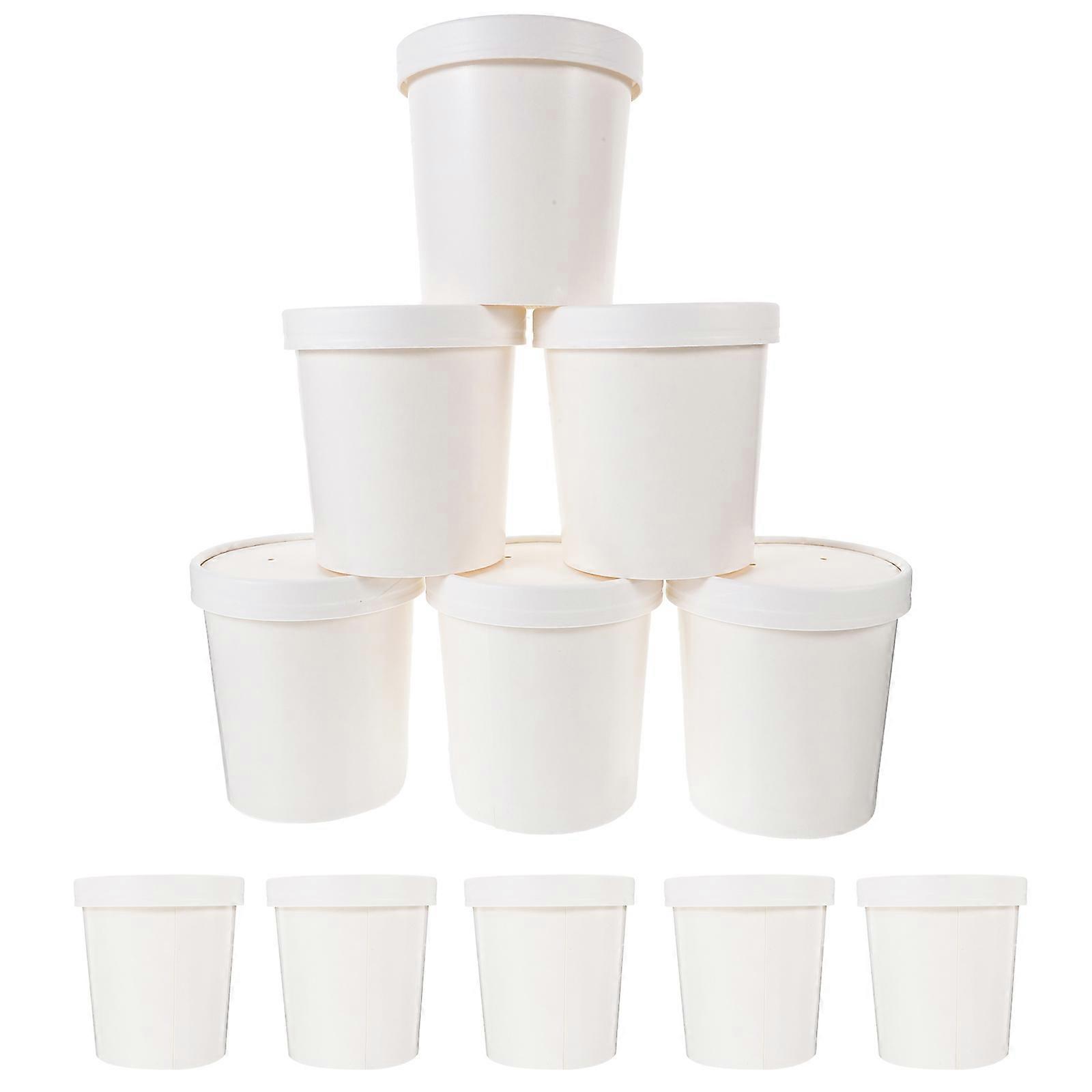 Ice Cream Containers Round White 9.5X9.5CM 16 Ounces Yogurt Holding Stackable 1 Set