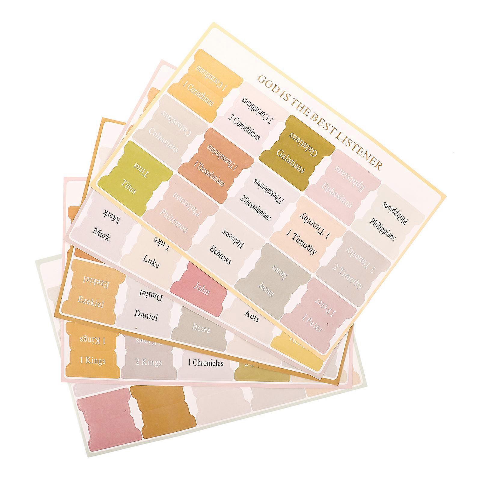 Bible Book Tabs Clear and Visible Text Assorted Color 2000X1400X010cm 5Sheets