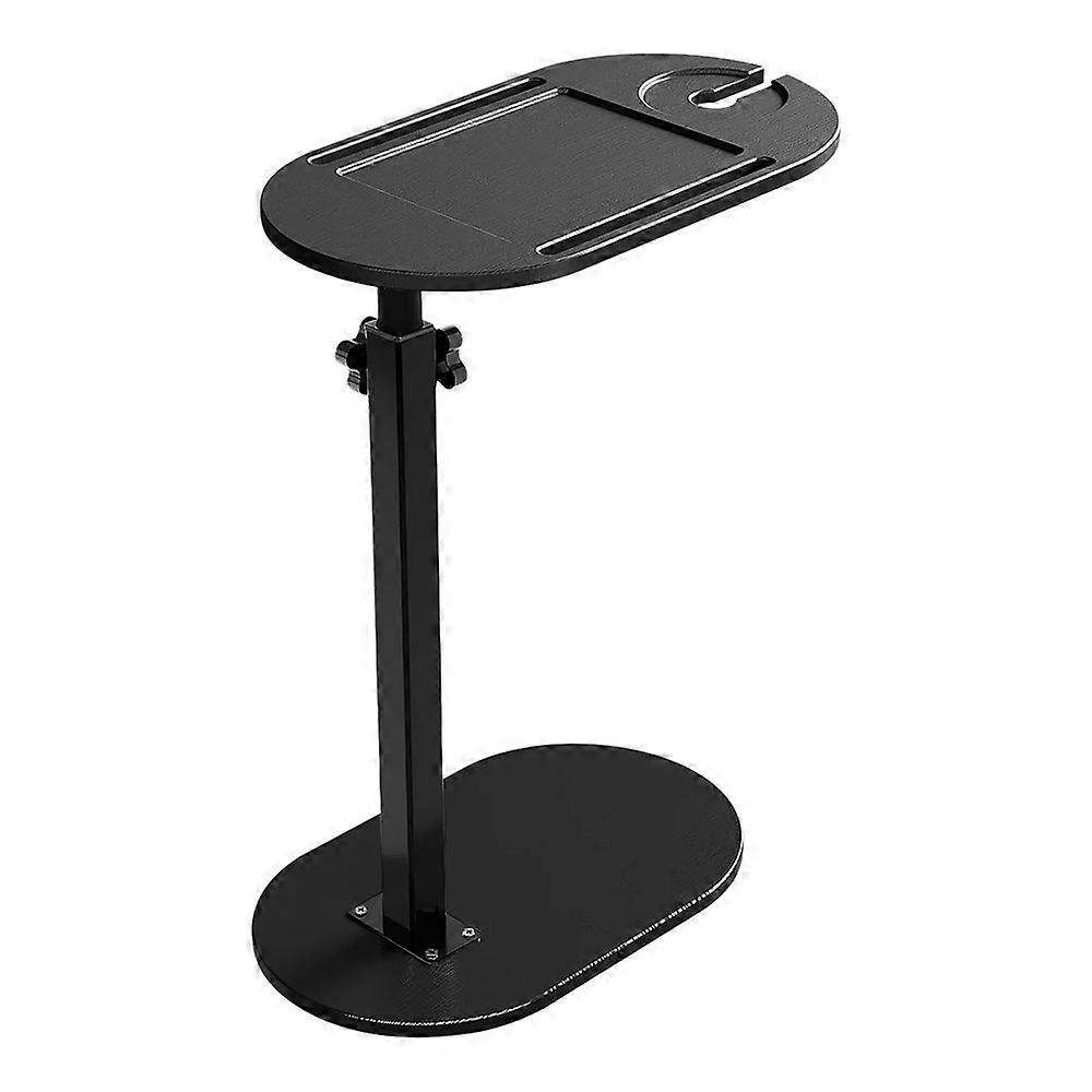 C Shaped End Table Adjustable Height Bamboo Wood Bathroom Narrow Side 360 Degree Rotating Organizer Desk