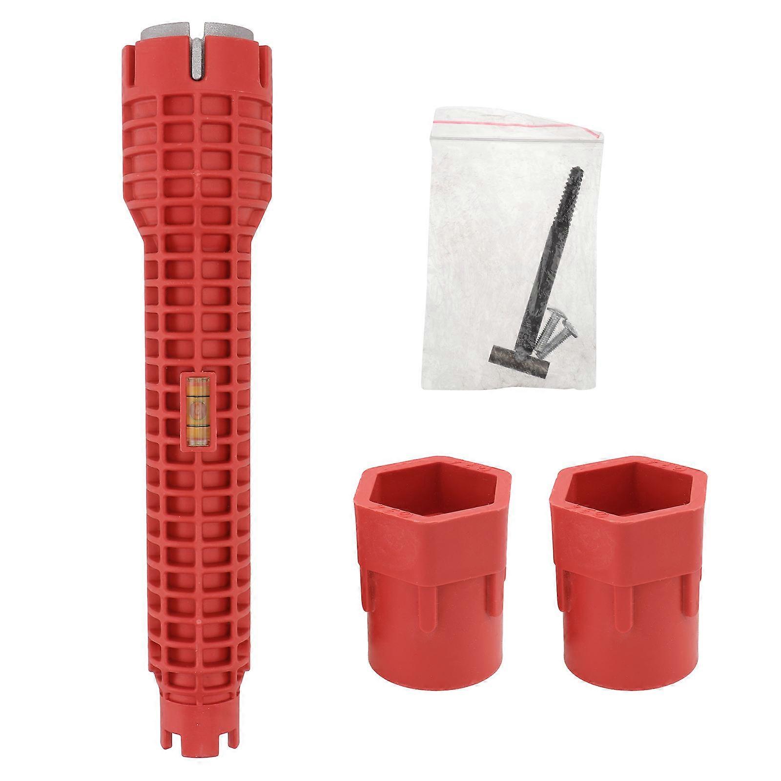 Plumber Tool Multifunctional Basin Wrench For Kitchen Sink Installation Red 25.5X5CM Sink Installation 1Set