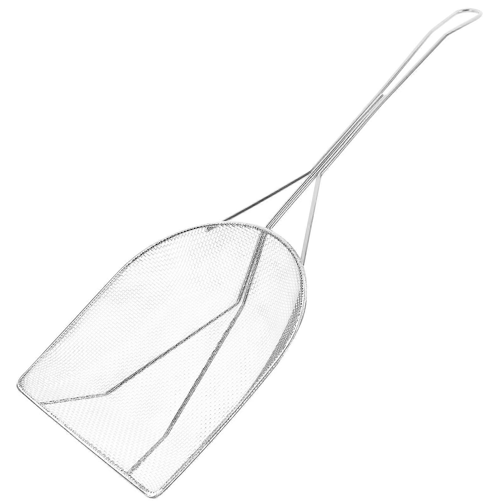 Stainless Steel Fine Mesh Skimmer Spoon for Oil Filtration – Compact Square Ladle for Efficient Removal of Slag When Frying Chicken, French Fries and
