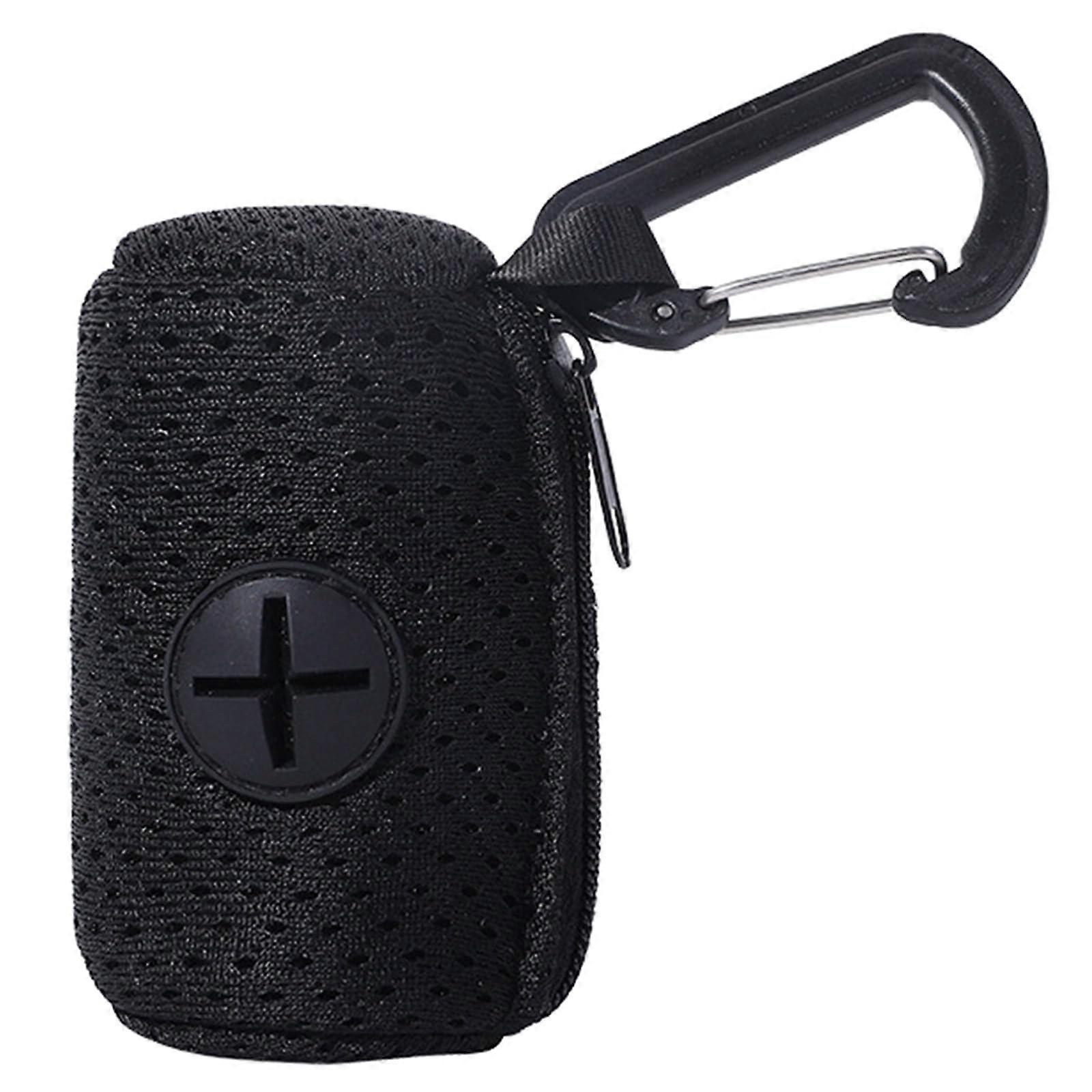 Practical Dog Poop Bag Dispenser, Black Net Fabric Holder for Dog Walks, Outdoor Accessory, Compatible with Standard Bags