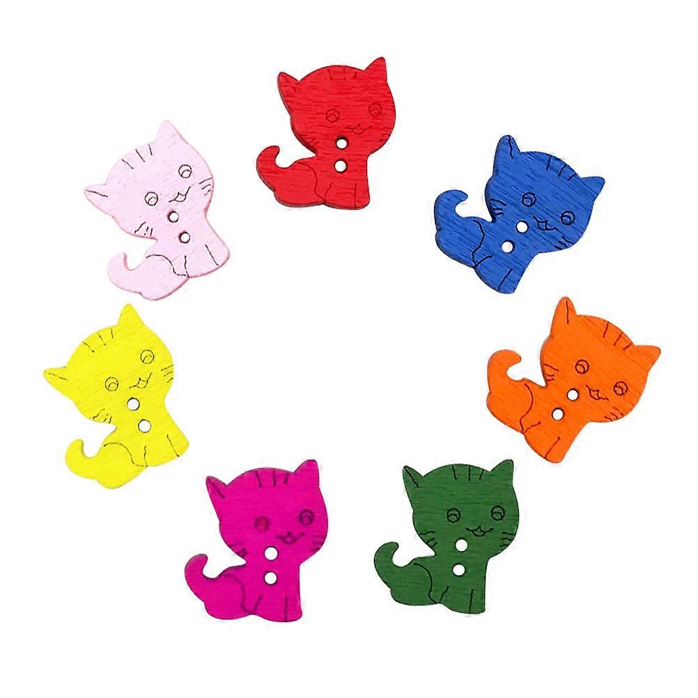 Mixed Colors Mini Buttons Kindergarten Buttons Environmental Colorful Wood Buttons for DIY Fashion 100Pack