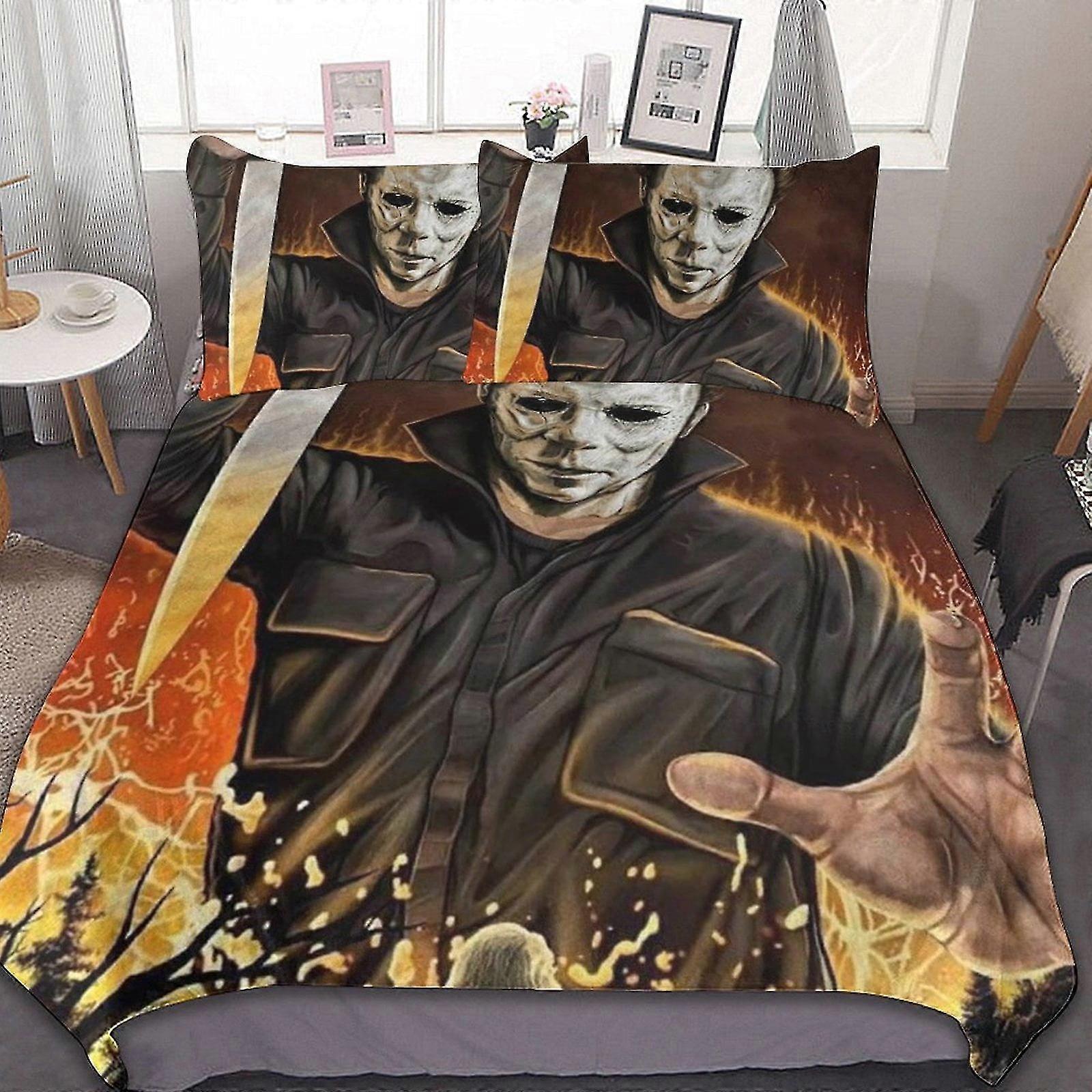 Halloween 3 Pcs Bed Sheets Set Breathable Duvet Cover with 2 Pillow Shams Soft All Seasons Bedding Set Suitable for Certain Brands