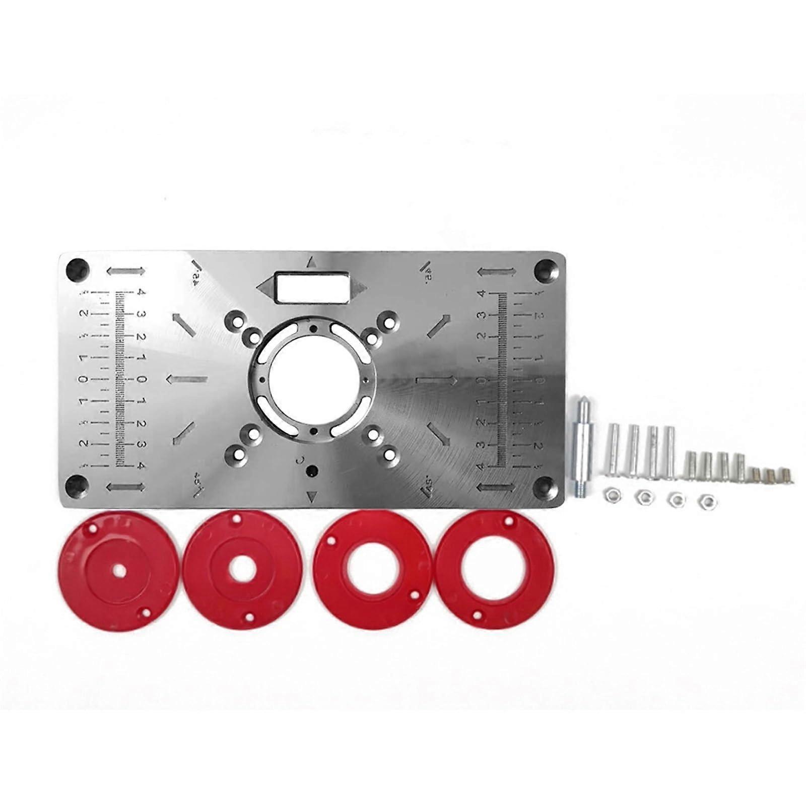 Insert plate for router table, aluminum alloy, wood routing folding board, trimmer, engraving aid tool with miter fence, table saw (3piece set)