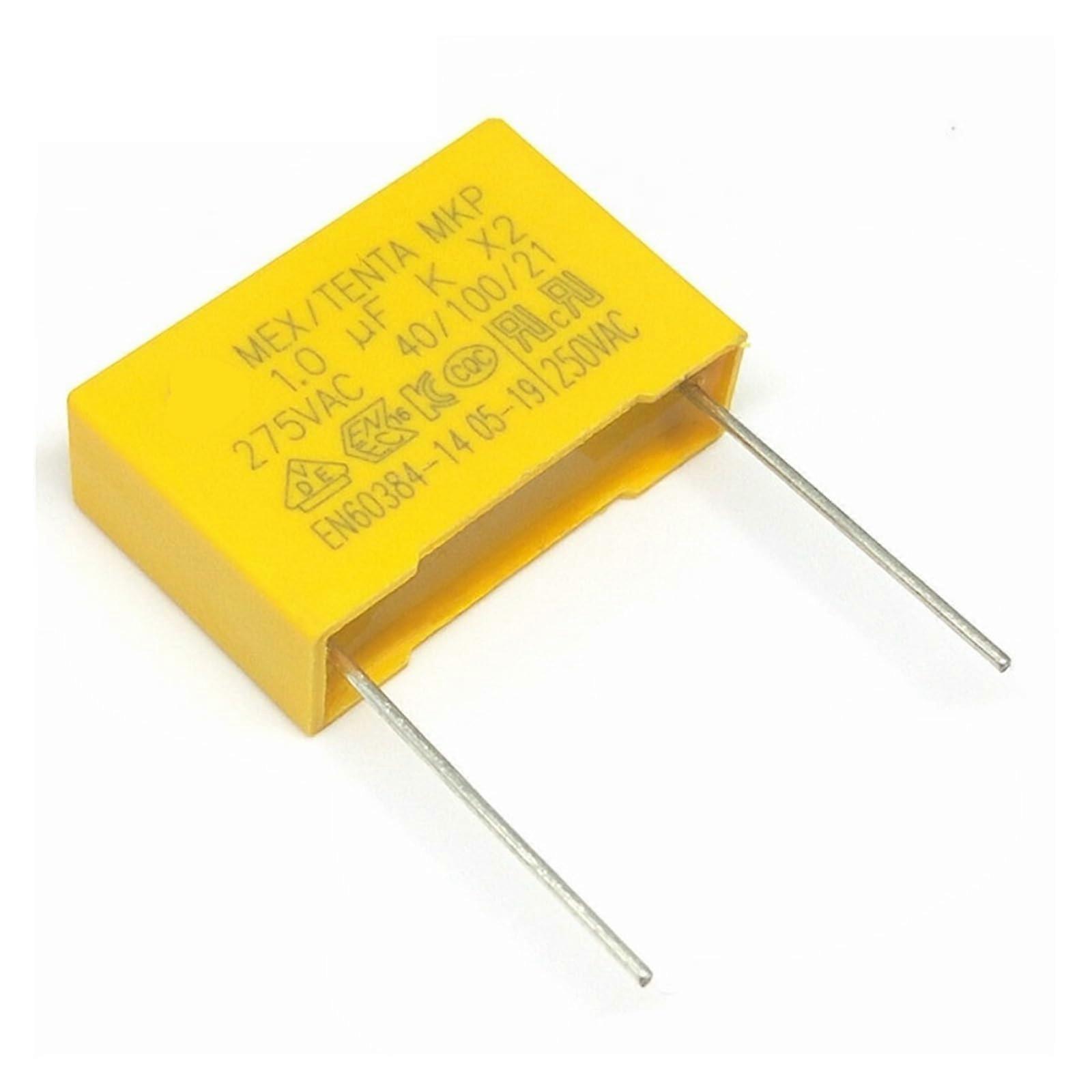 1uF X2 Polypropylene Film Capacitor 275VAC 105°C 15mm Pitch - 10 Pack, High-Quality Capacitance Meters