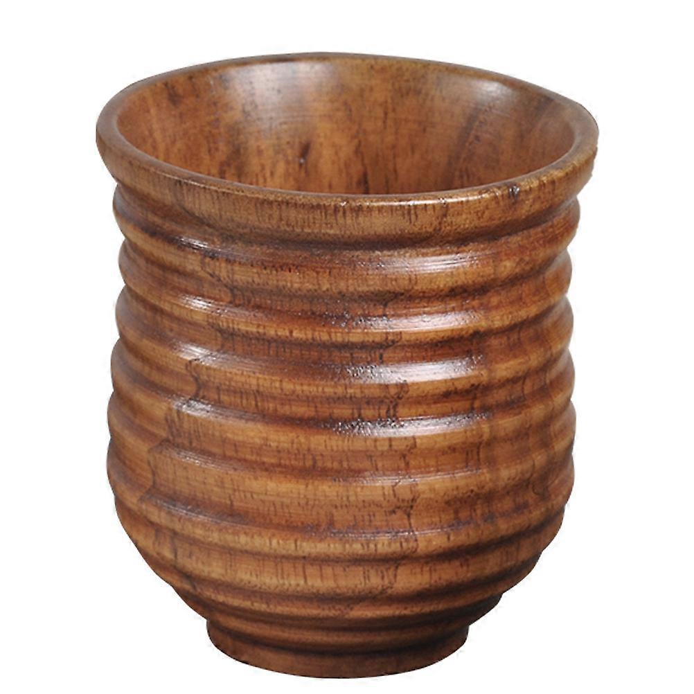 Wooden Tea Cup Home Use Cylindrical Shape Brown Color Drinking 1Set