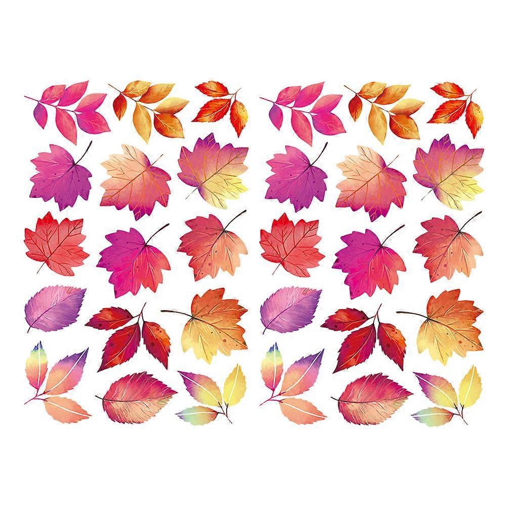 Removable Self-Adhesive Wall Sticker Maple Leaf Leaves Shape Assorted Color 32*21cm Home Office Decor 2Pcs
