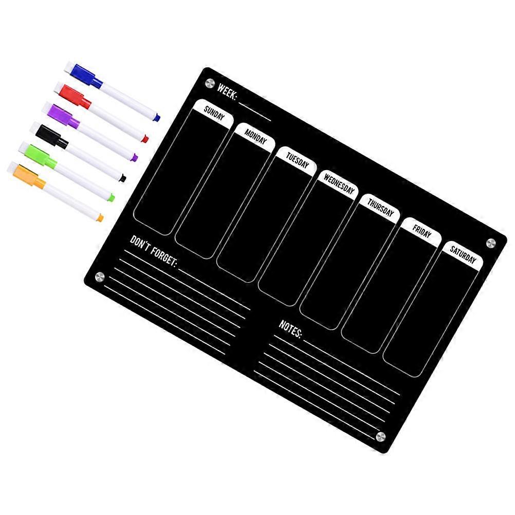 Magnetic Weekly Planner Board for Refrigerator, Acrylic Dry Erase Whiteboard with Markers, Reusable Organizer for Home Office Locker Notes and