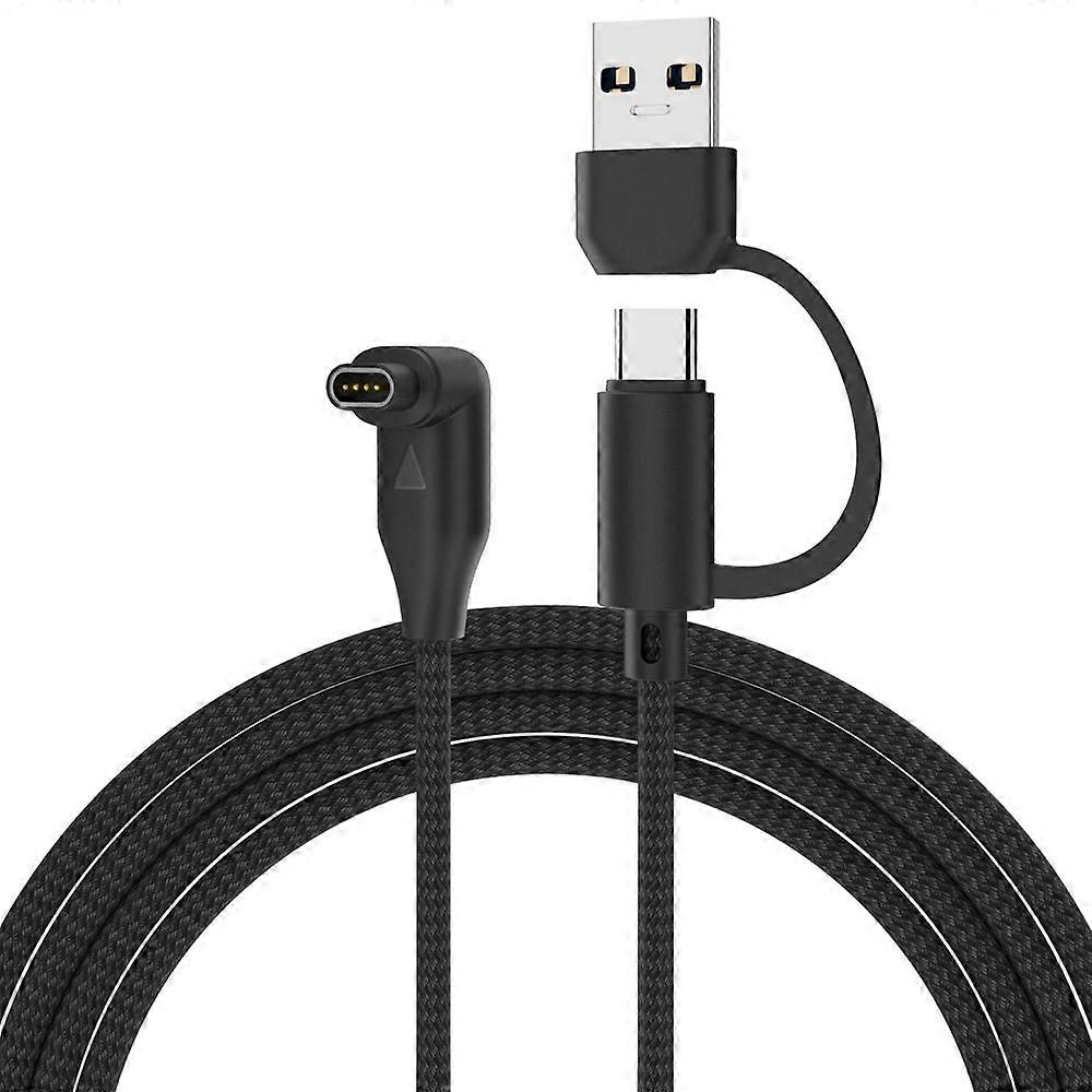 For Garmin 2 in 1 Type-C and USB-A Braid Watch Charging Cable, Length: 1m