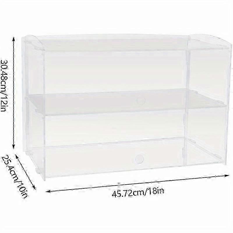 18 x 10 x 12inch Large Capacity Acrylic Bread Box - Dust-Proof Cake Display Cabinet with Bracket Shelf - Countertop Food Storage Bin for Kitchen, Vari
