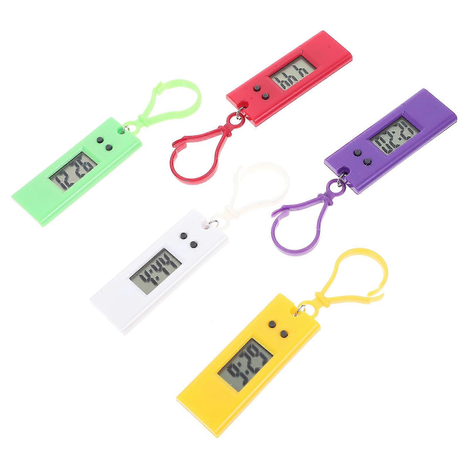 5Pcs Keychain Electronic Watches Funny Key Ring Pocket Watches Small Hanging Watches for Kids Students Random Color