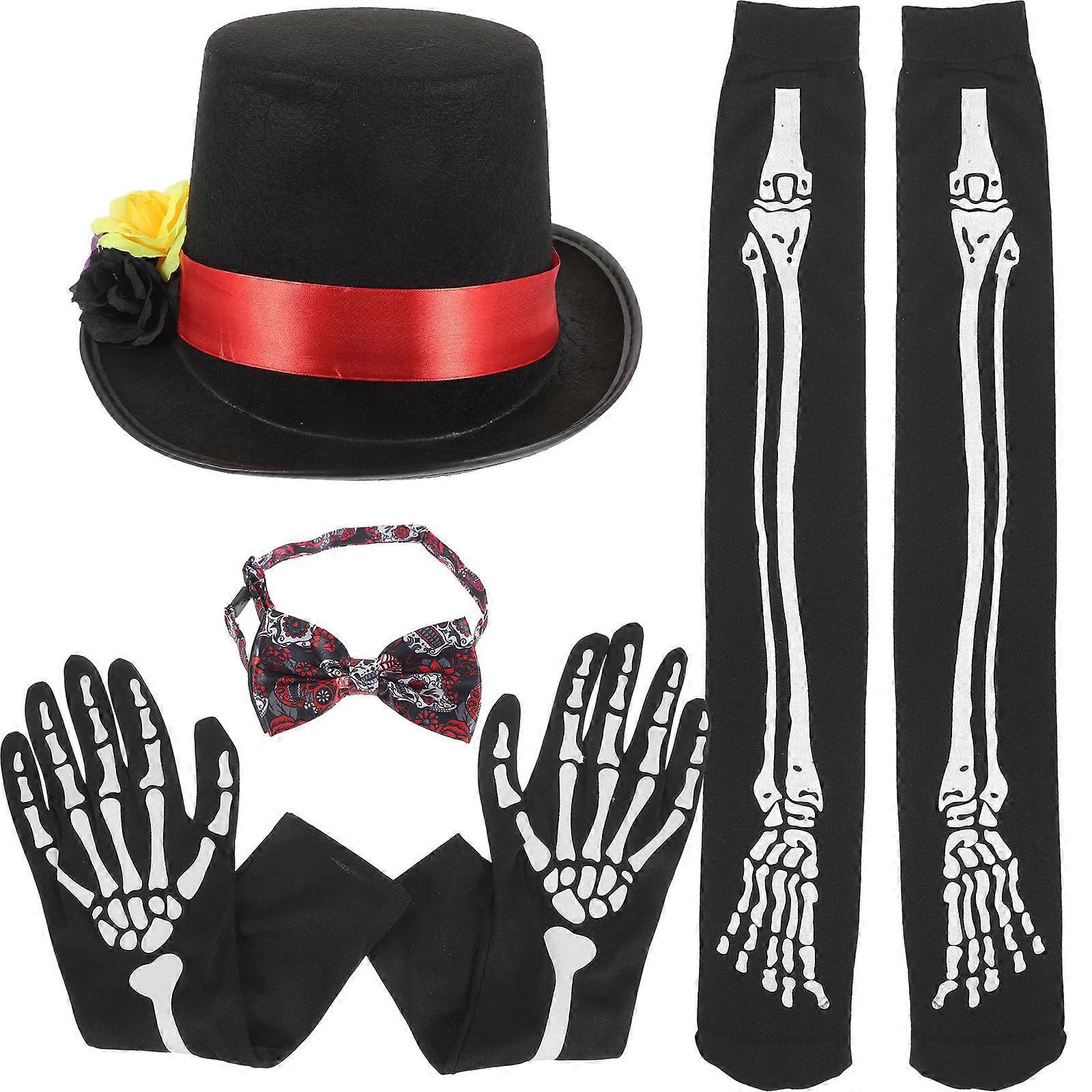 Scene Gloves Halloween Gloves Skull Ornaments Stylish Uniquely Designed Cape Halloween Set 1Set