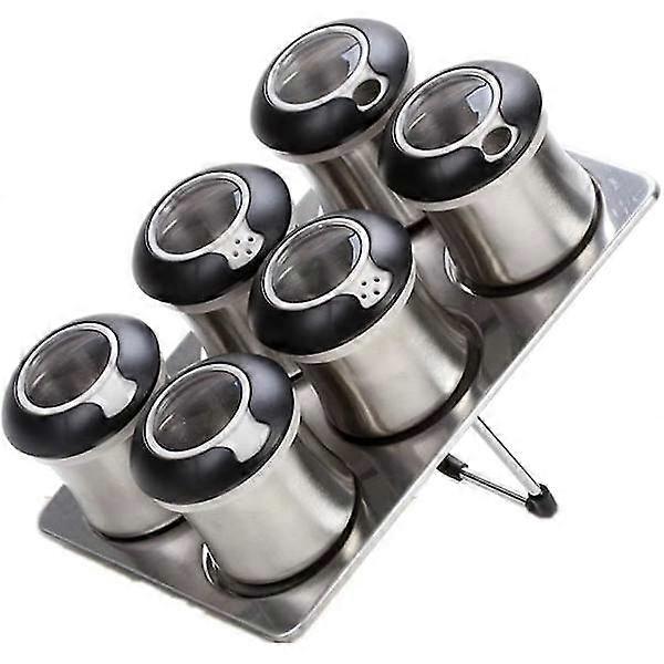 Set of 6 spice jars, Spice Jar Spice Rack with tray, gift for stainless steel spice mixing container