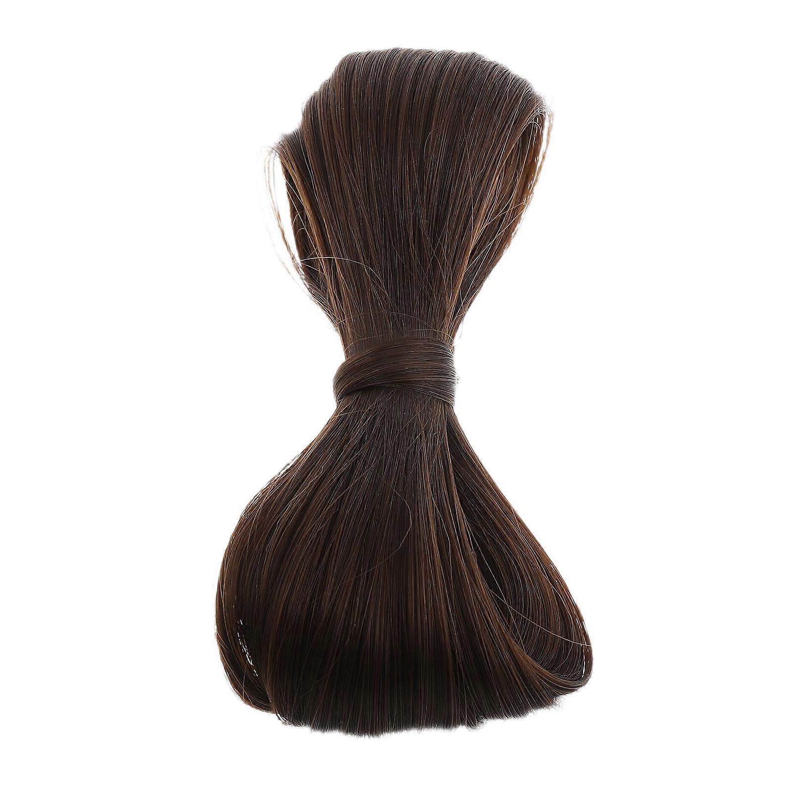 Hanfu Wig with Butterfly Bow for Women Soft Silk Material Traditional Chinese Hairpiece for Parties Dark Brown
