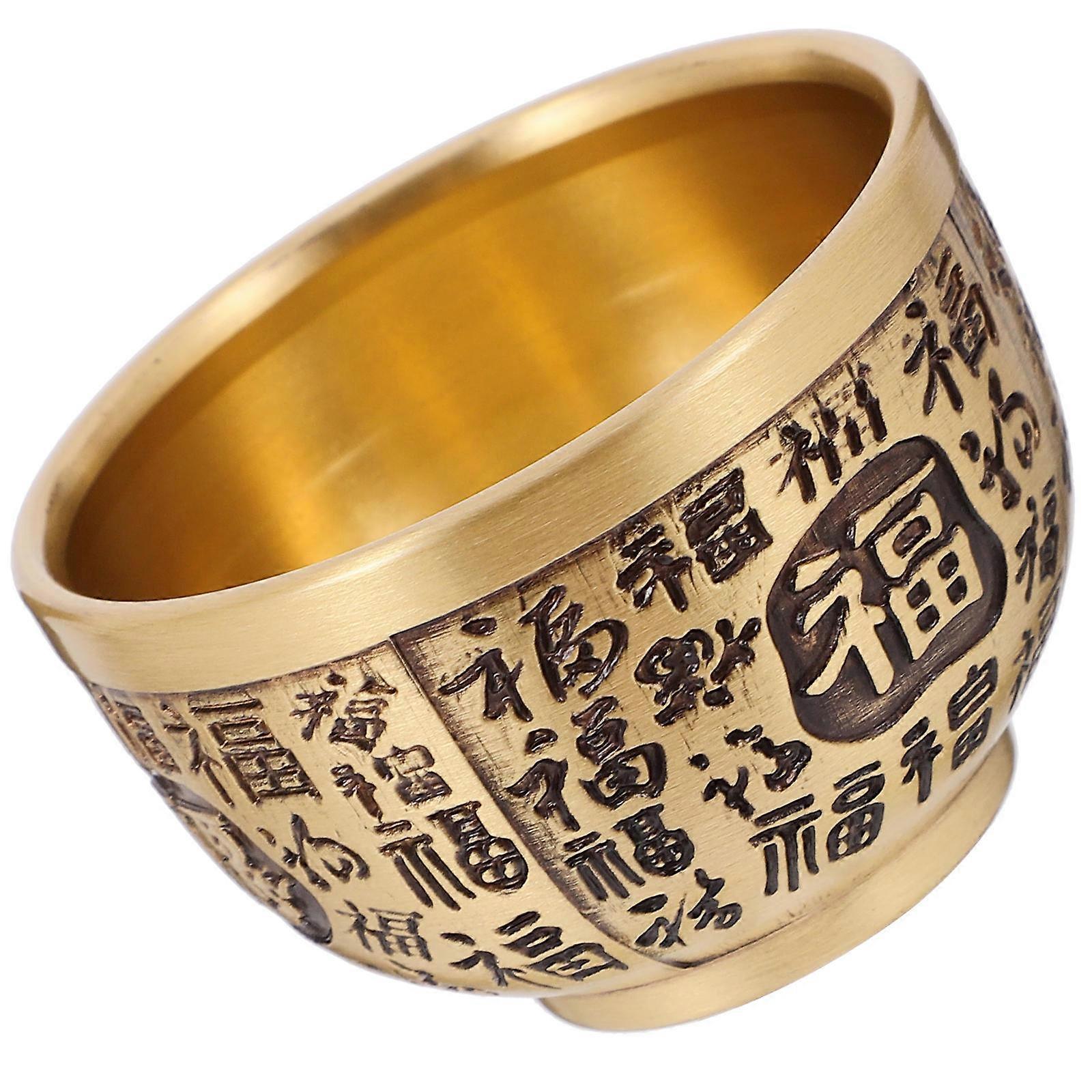Brass Treasure Bowl for Desktop Decoration with Design Multi Color Stable Bottom 3.5 Inch Diameter