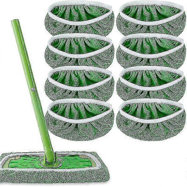 Reusable 100% Cotton Mop Pads Compatible with Swiffer Sweeper Mops (8-Pack) Washable Mop Pads for Wet and Dry Use