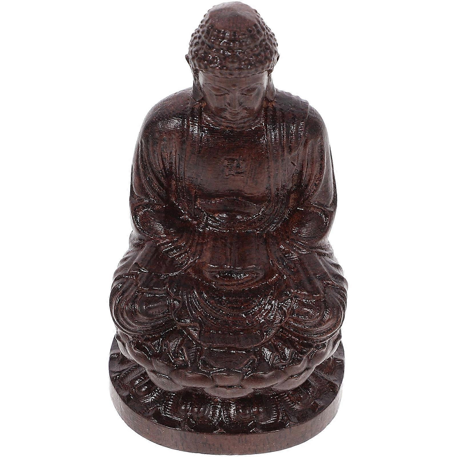 Buddha Statue Figurine Wooden Sculpture Ornament Home Supplies
