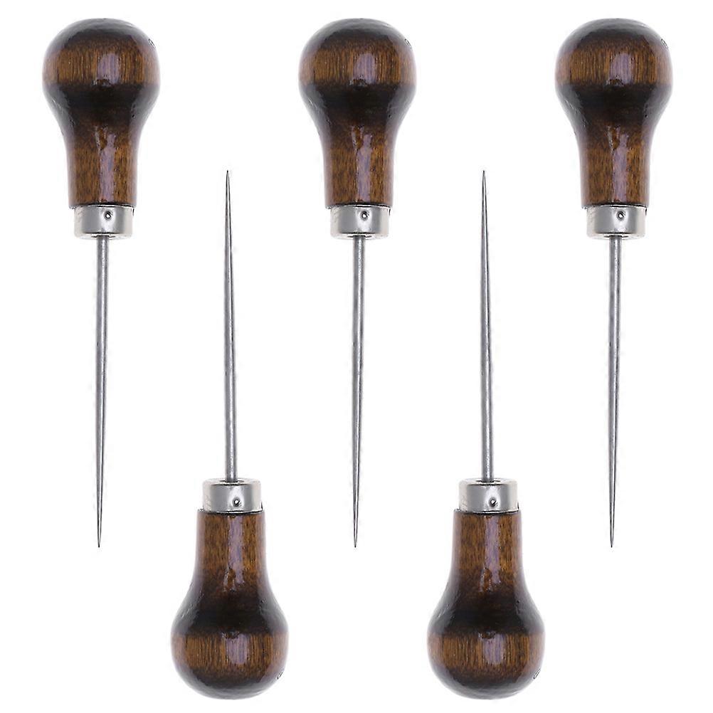 5pcs Wooden Scratch Awls Sewing Tools for Handsewing Craft