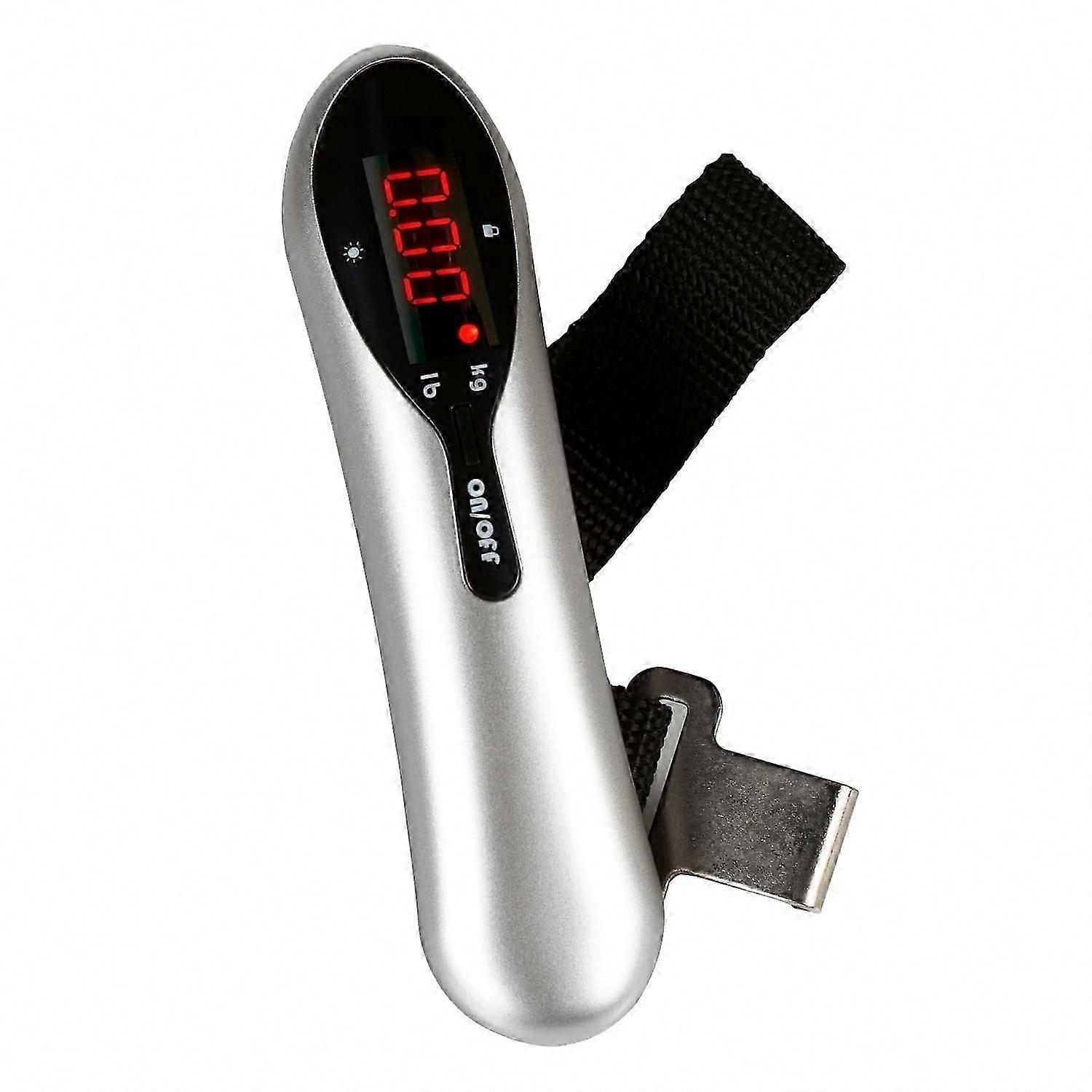 Portable Digital Luggage Scale with LED Backlit 110lb/50kg Tare Function for Travel Suitcases Silver