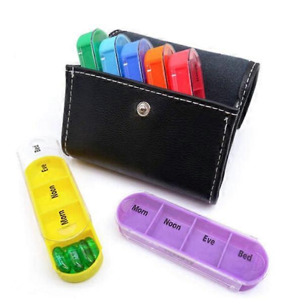 Pillbox with 28 compartments, portable, foldable, storage at home