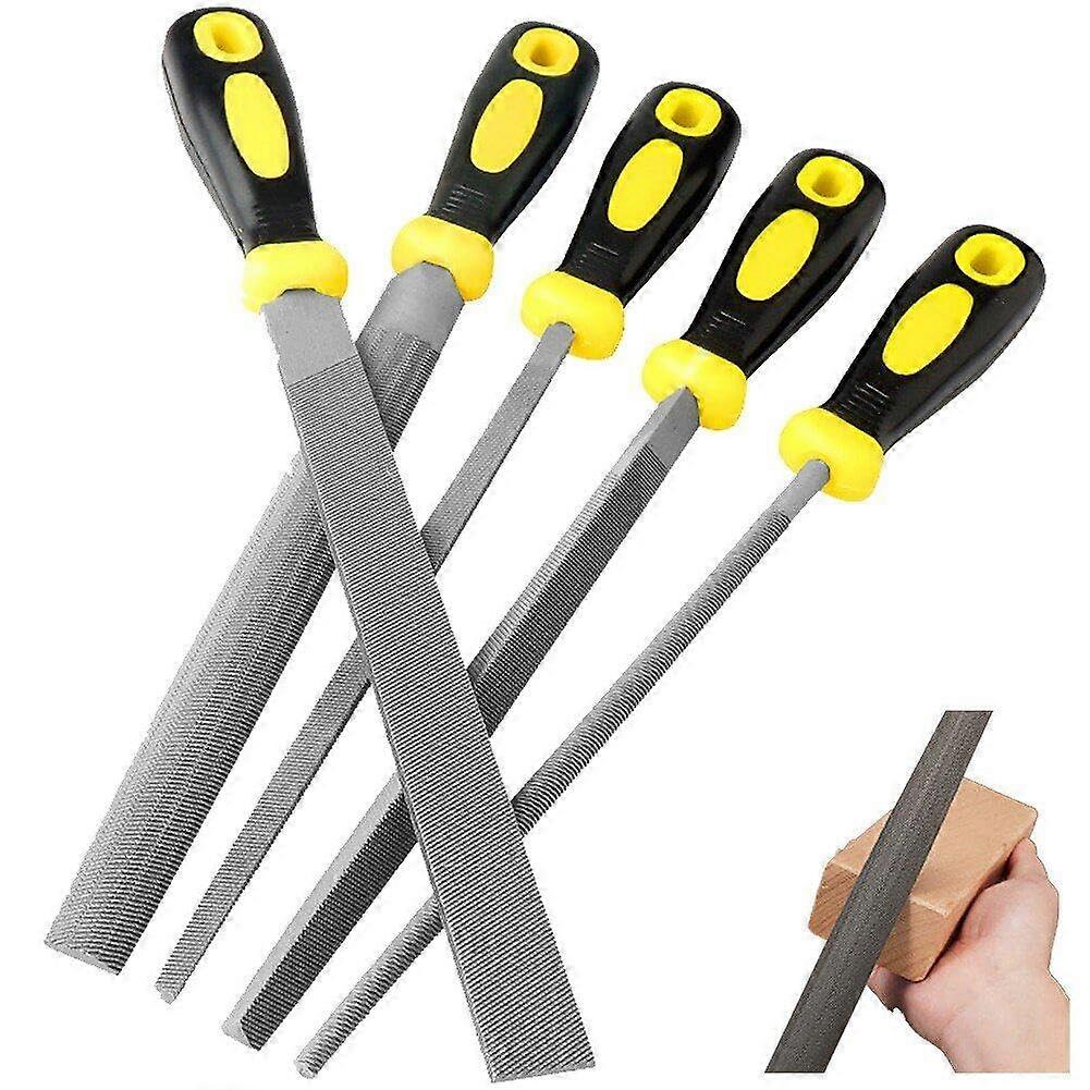 Woodworking File Rasp Set 5 Pieces Woodworking Carbon Steel Files with NonSlip Handles for Sharpening Wood
