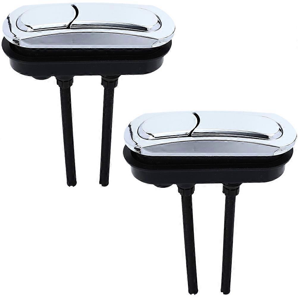 Dual Flush Toilet Button with ABS Material for Water Tank Silver Color Easy to Assemble and Disassemble 2pcs