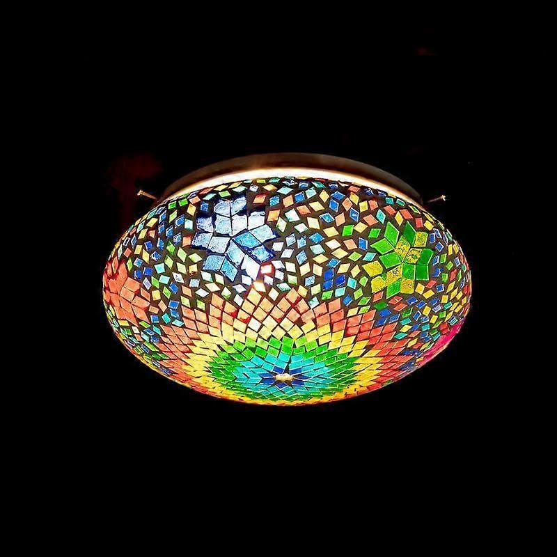 Multicloured Flower Design Coloured Mosaic Glass Ceiling Light
