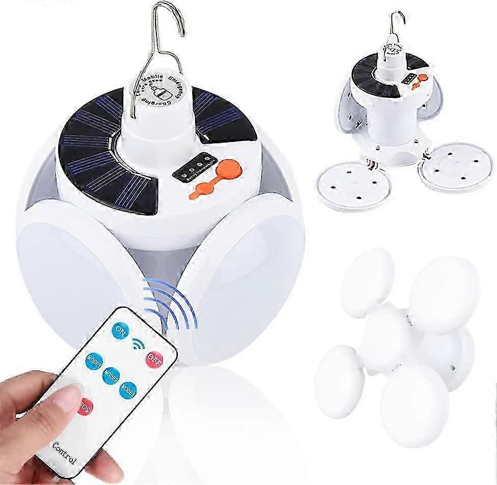 Güneş Kamp Işık, Uzaktan Kumanda ile Asılı Kamp Fener, IP65 Su Geçirmez, Kamp Yürüyüş için 5 Mod 1200mA Taşınabilir USB Şarj Cihazı