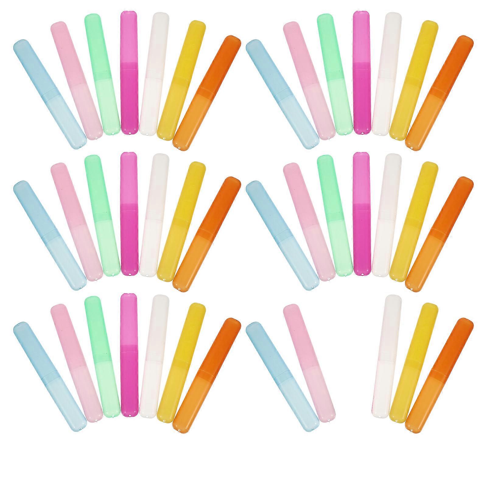 Portable Toothbrush Storage Box in Assorted Colors Made of Durable ABS Material for Travel and Home Use 40 Pieces