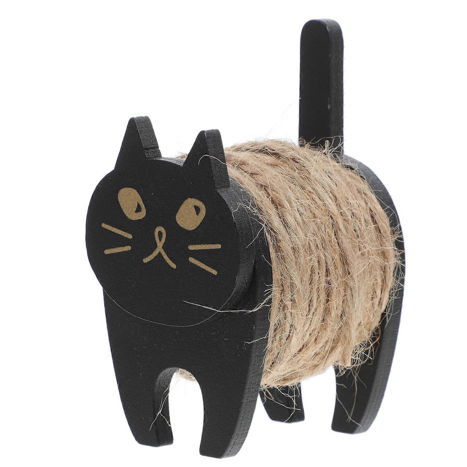 Cat Shaped Thread Storage Holder, Decorative Hemp Rope Organizer for Desktop DIY Cord Management, Lovely Cable Holder for Craft and Sewing Threads