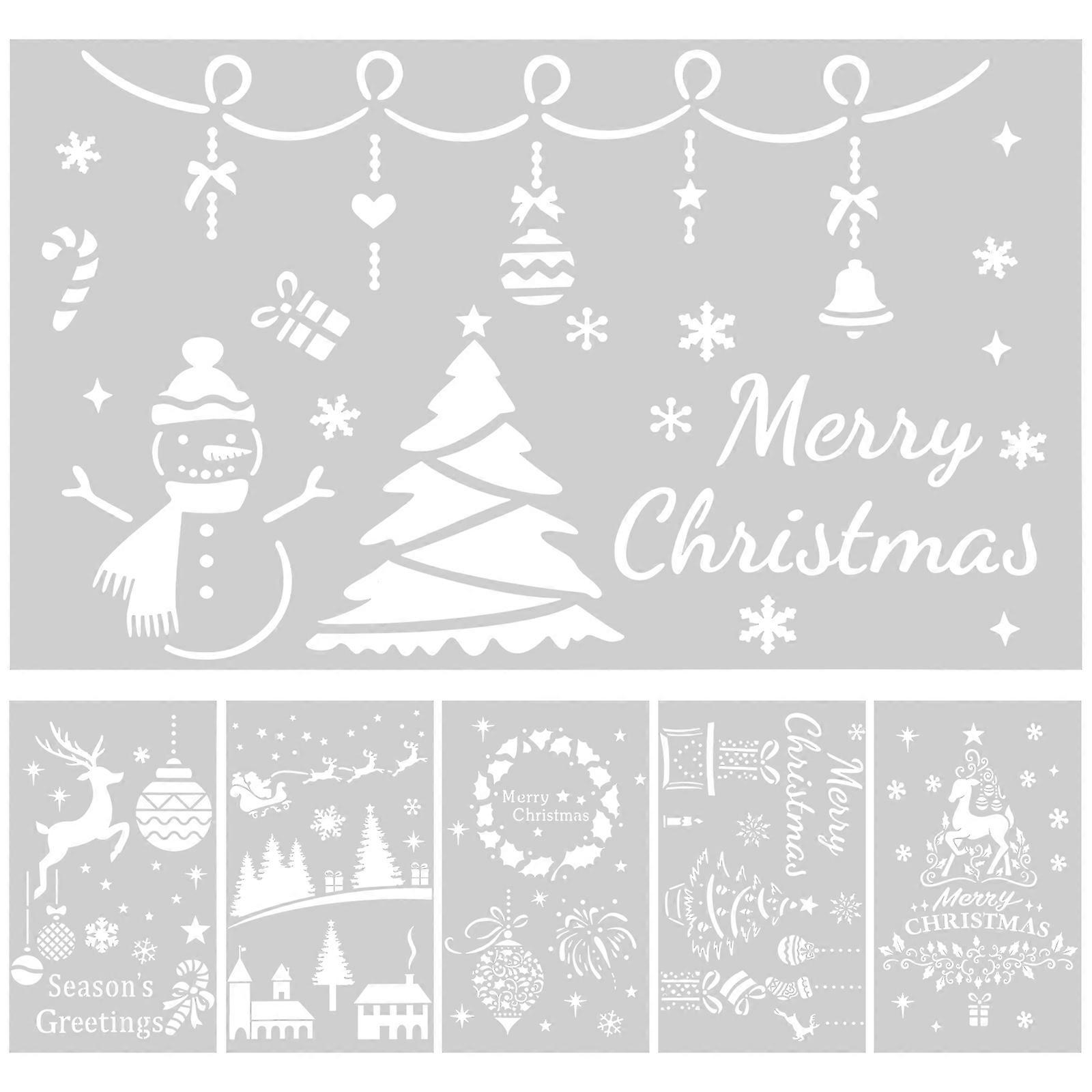 6pcs Reusable Christmas Drawing Stencils for Crafts, DIY Wall Art, and Holiday Heat Transfer Projects – Pet & Ornament Painting Templates Kit