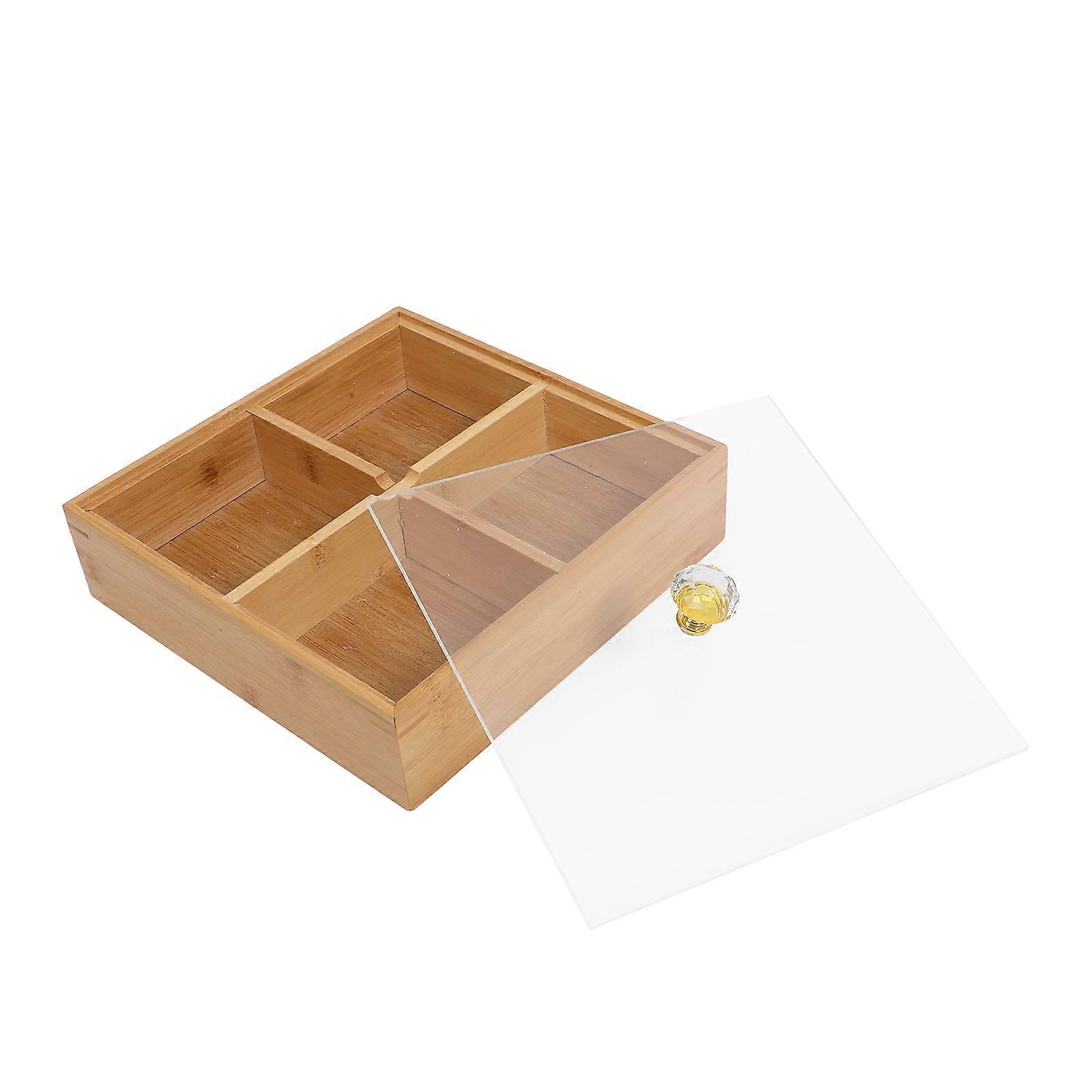 Four-Grid Snack Plate With Lid For Home Users Ideal For Various Celebrations 1Set