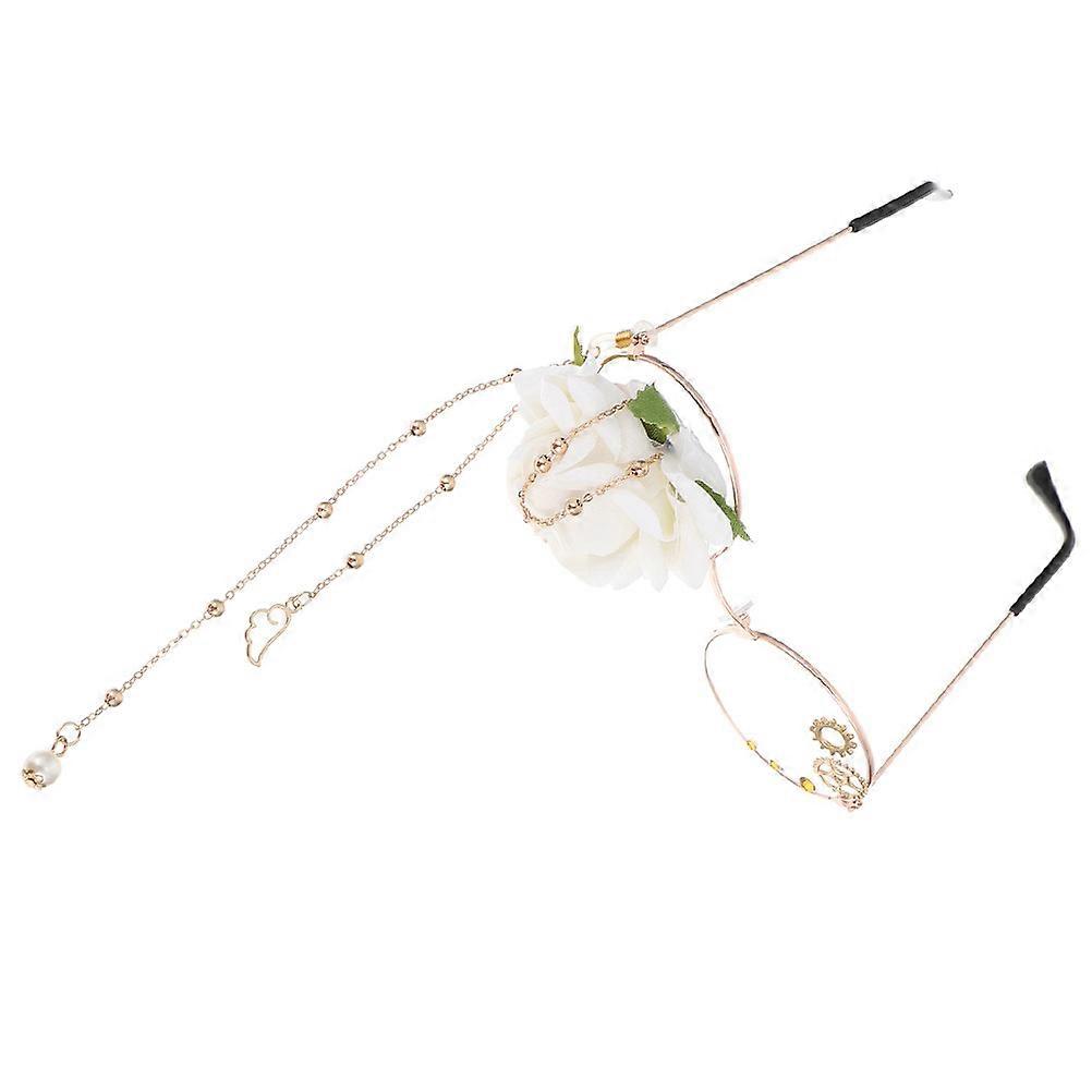 Retro Lolita Eyewear With Floral Decor For Women Ideal For Party Use In Rose Gold Color 1Set