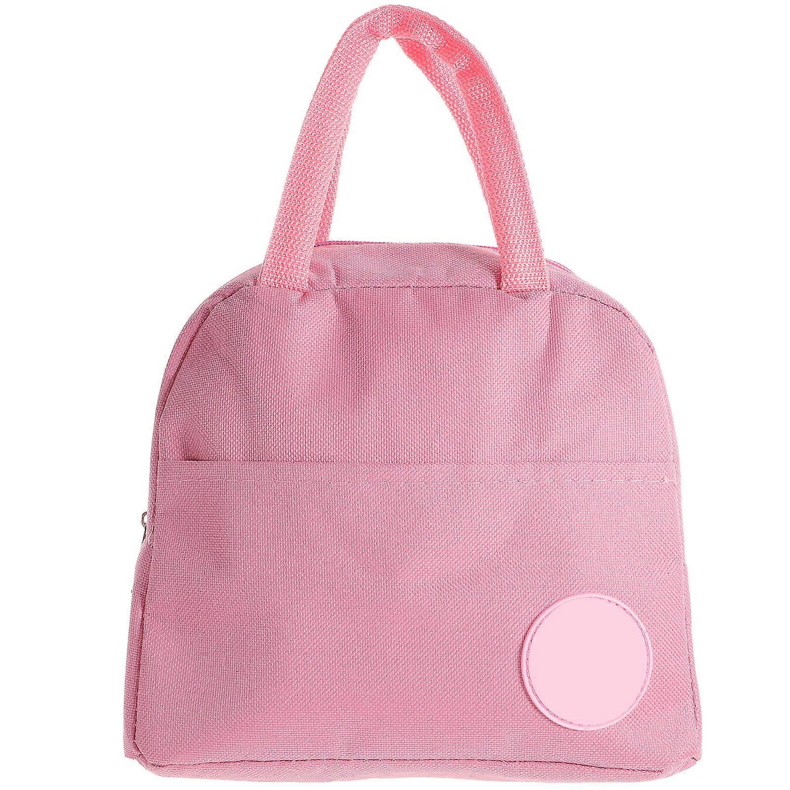 Canvas Lunch Bag For School And Office Usage In Pink Offering Portable Functionality 1Pcs