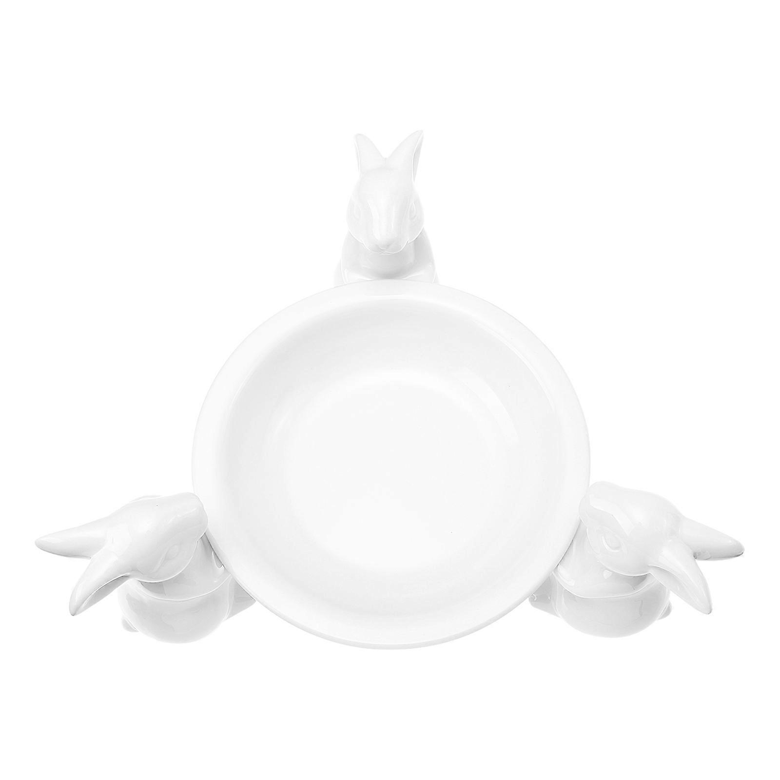 Ceramic Cake Display Dish With Rabbit Holder For Home Use And Party Decoration 20x20cm Size 1 Set