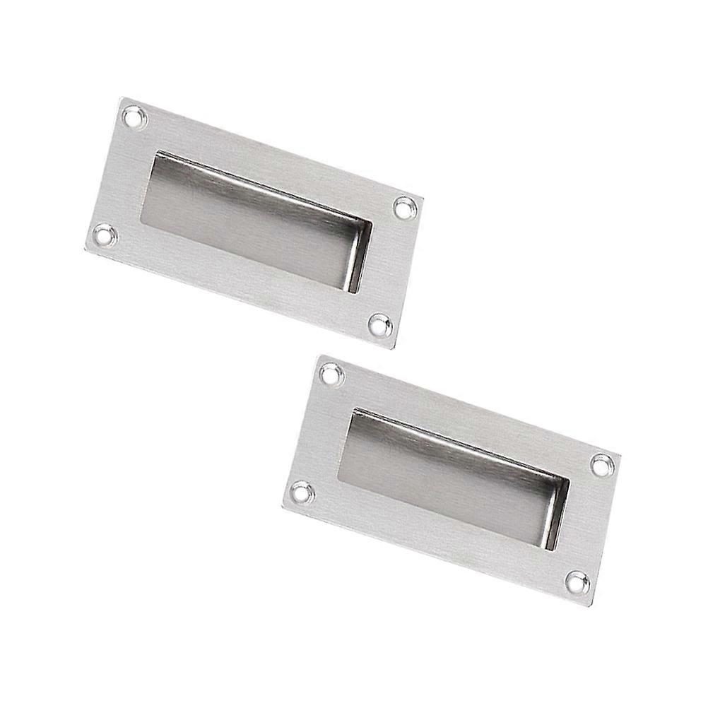 2Pcs Stainless Steel Embedded Drawer Handle for Push Pull Move Door Wardrobe with Screws Included